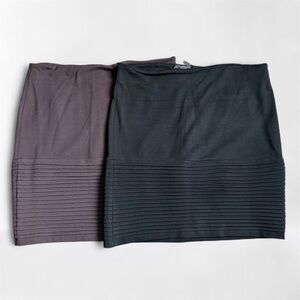 Premise Studio Pintuck Pencil Skirt Bundle Coffee Brown NWT & Black Nordstrom